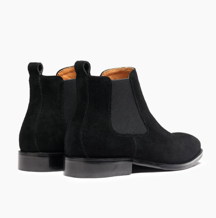 Suede Chelsea Boots Pointed Toe Black 3