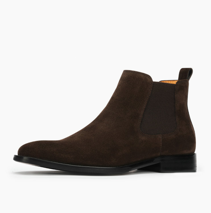 Suede Chelsea Boots Pointed Toe Dark Brown 2