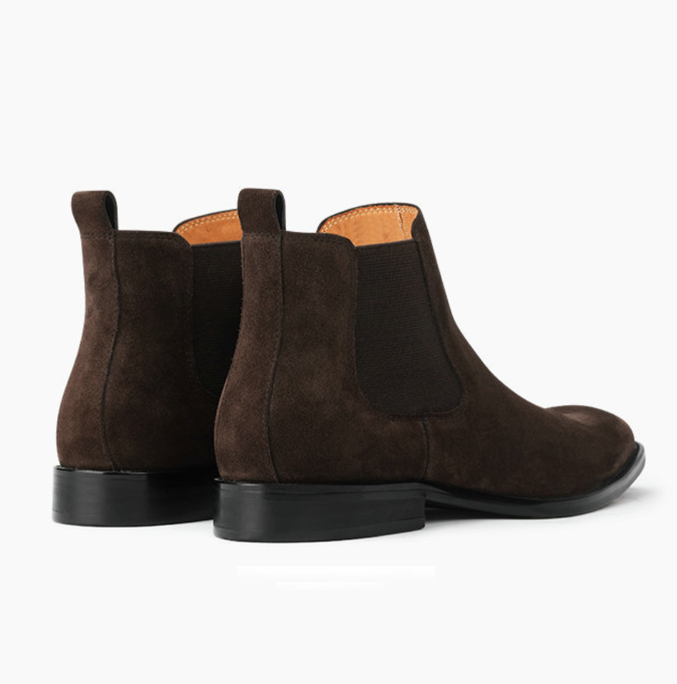 Suede Chelsea Boots Pointed Toe Dark Brown 3