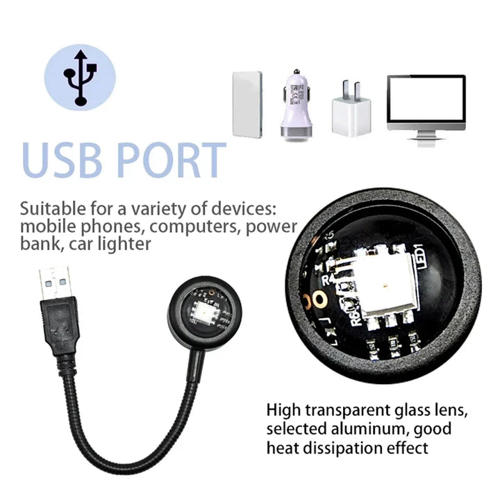 Sunset Projection Lamp USB Rotating Mood Light Set of 3 6