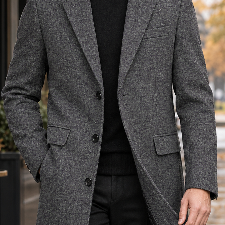 Tailored Cotton Blend Overcoat Knee Length Gray 2