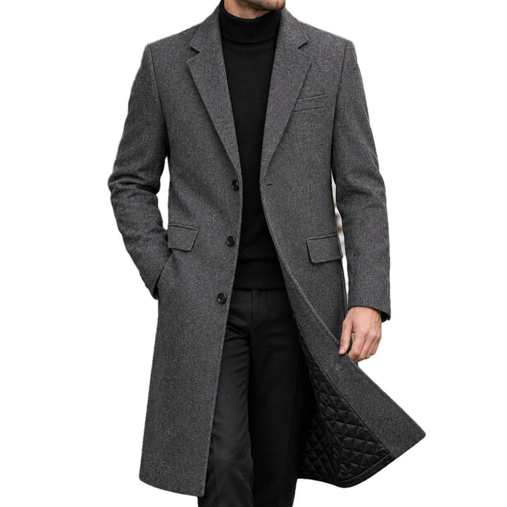 Tailored Cotton Blend Overcoat Knee Length on white