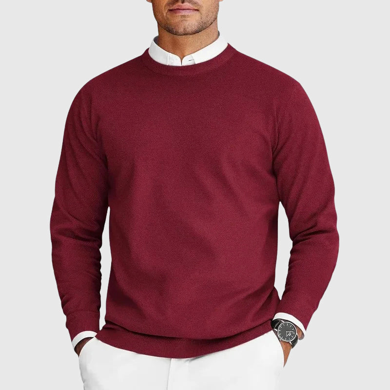 Tailored Knit Crew Neck Sweater Set of 2 Burgundy 1