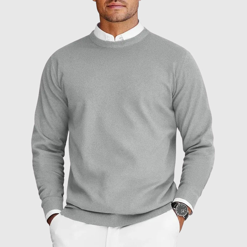 Tailored Knit Crew Neck Sweater Set of 2 Gray 1