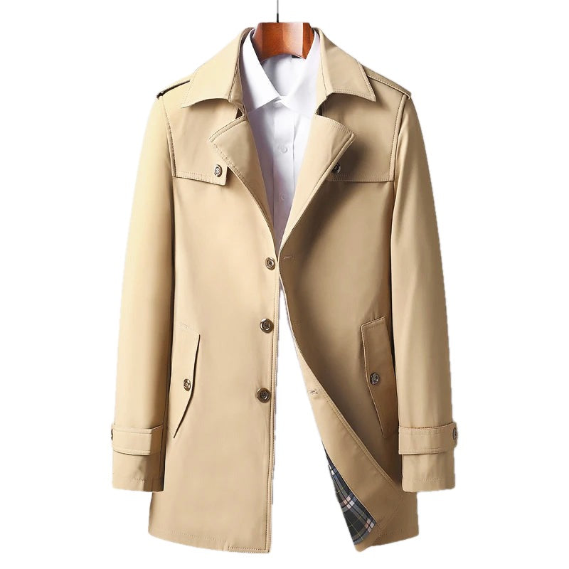 Tailored Single Breasted Trench Coat Notch Lapels on white