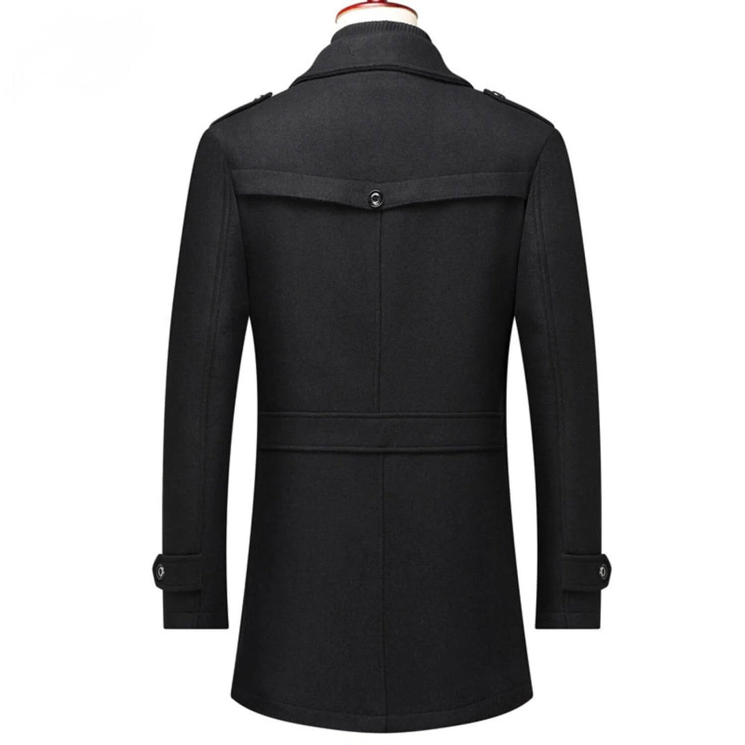 Tailored Wool Blend Double Collar Coat Black 2