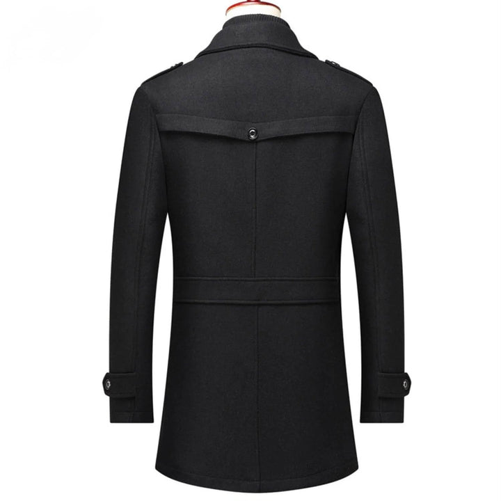 Tailored Wool Blend Double Collar Coat Black 2