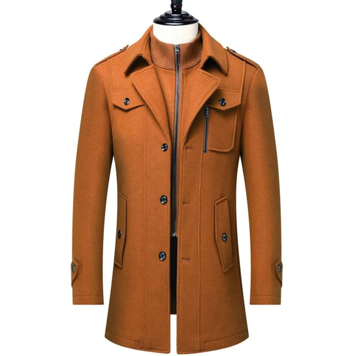 Tailored Wool Blend Double Collar Coat Cognac 1