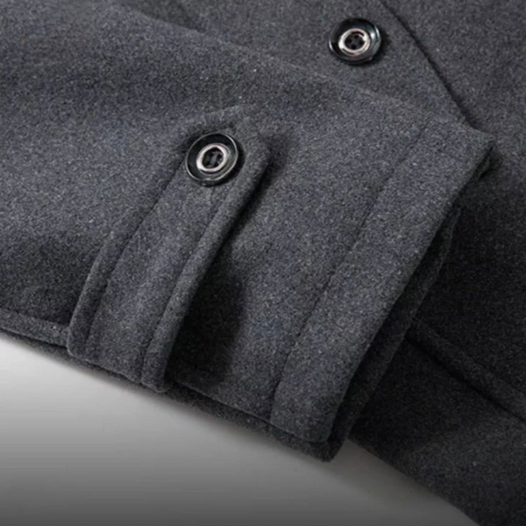 Tailored Wool Blend Double Collar Coat Gray 3