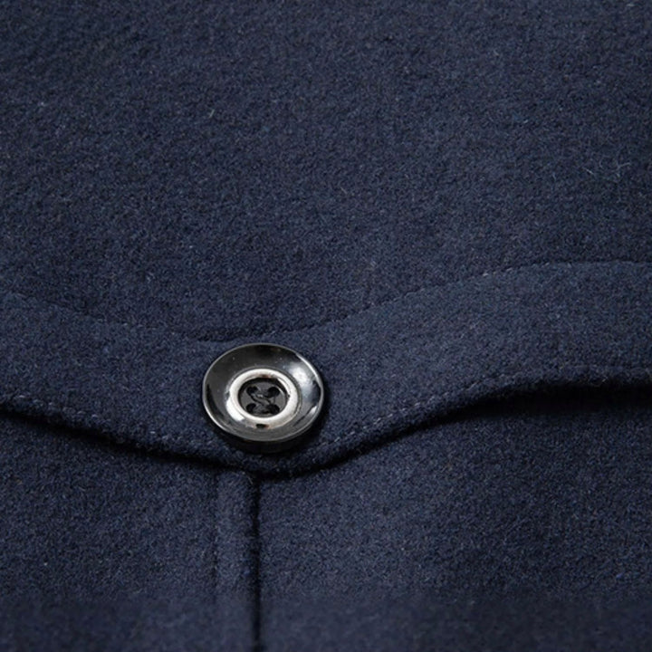 Tailored Wool Blend Double Collar Coat Navy Blue 2
