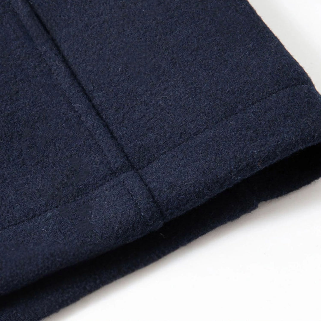 Tailored Wool Blend Double Collar Coat Navy Blue 3