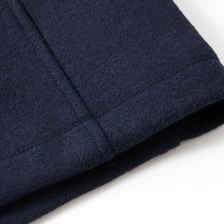 Tailored Wool Blend Double Collar Coat Navy Blue 3