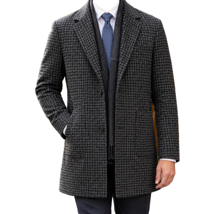 Tailored Wool Blend Jacket Notched Lapel on white