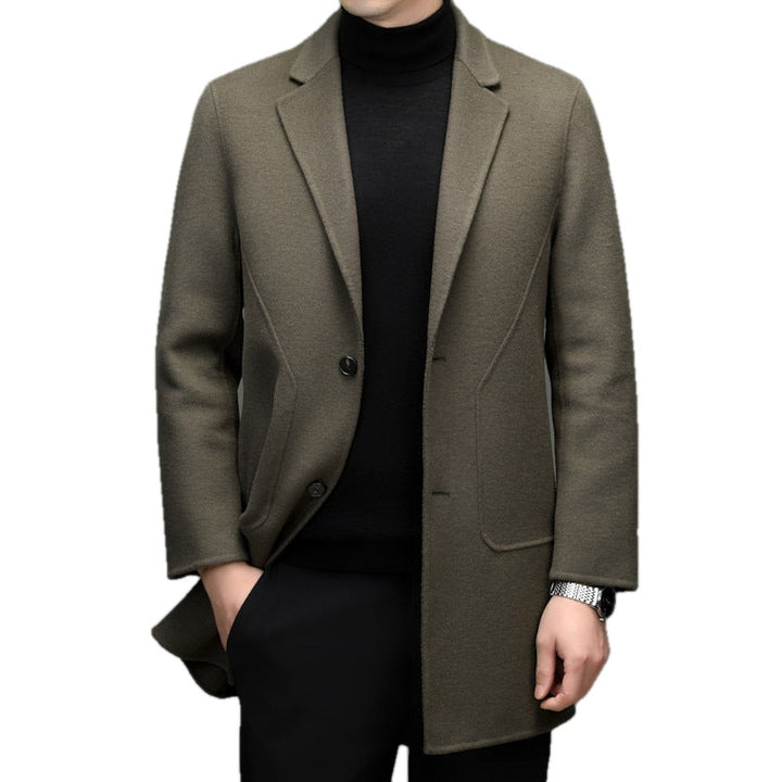 Tailored Wool Blend Overcoat Notch Lapel on white