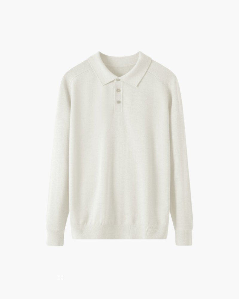 Tailored Wool Knit Long Sleeve Polo Set of 3 White 1