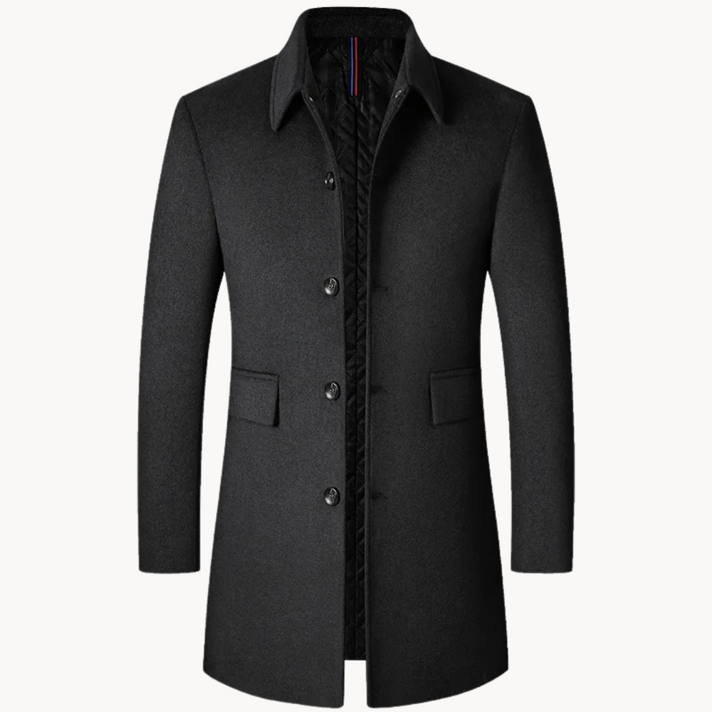 Tailored Wool Look Car Coat With Quilted Lining Black 1