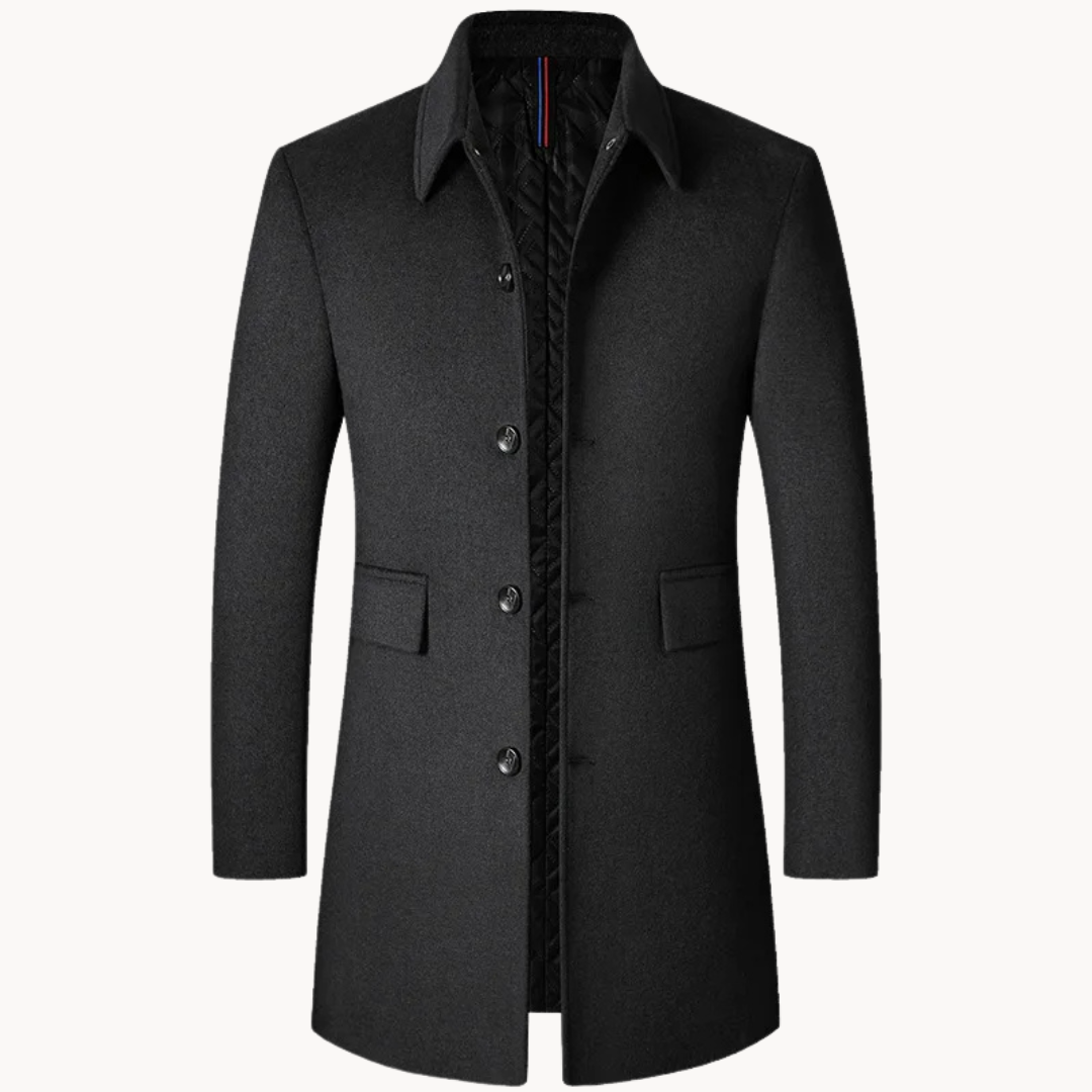 Tailored Wool Look Car Coat With Quilted Lining Black 1