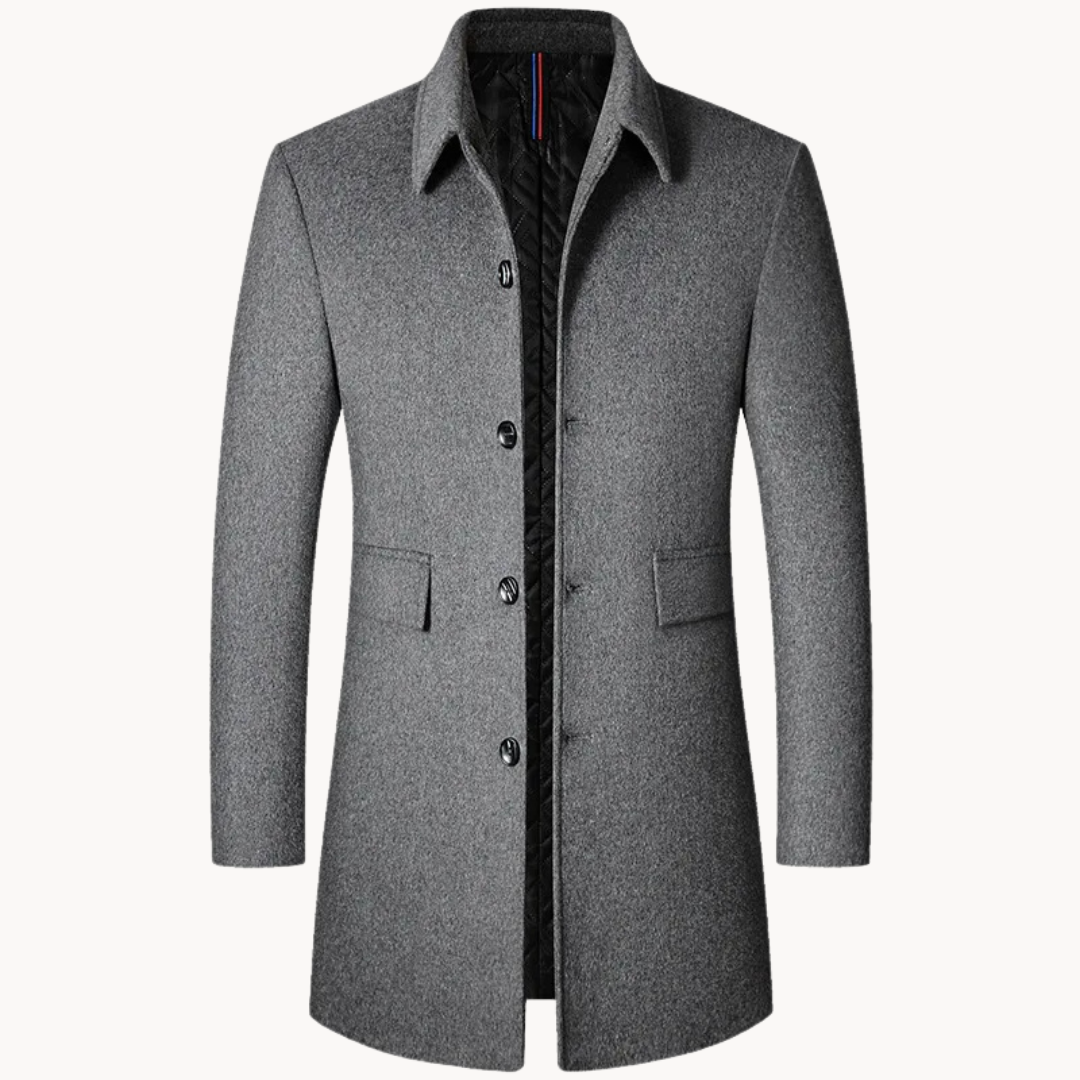 Tailored Wool Look Car Coat With Quilted Lining Gray 1