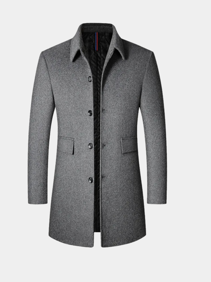 Tailored Wool Look Car Coat With Quilted Lining Gray 2