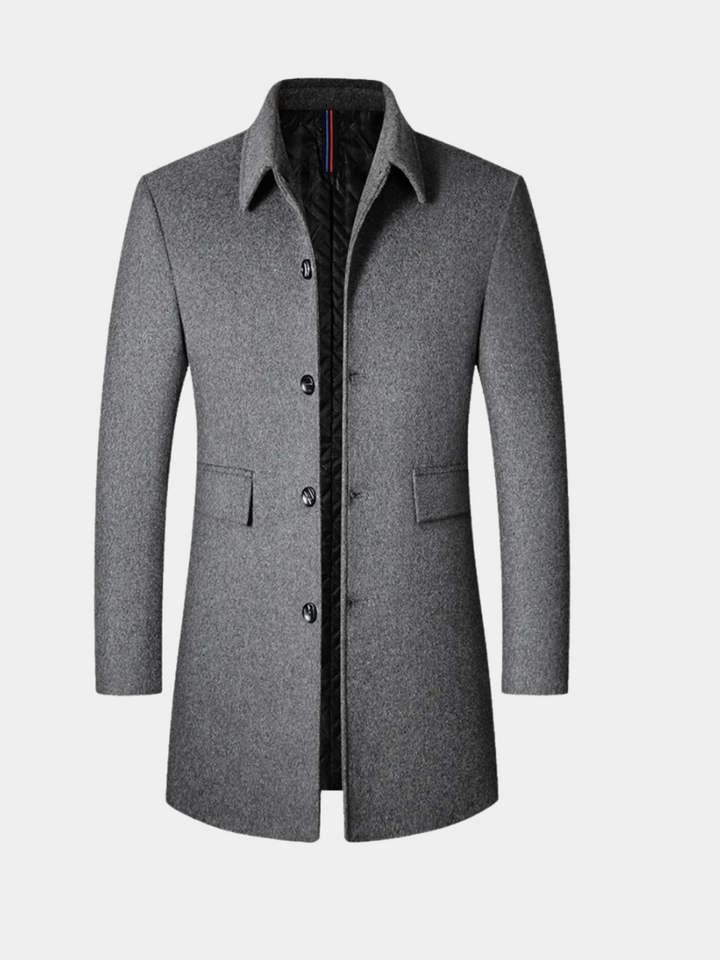 Tailored Wool Look Car Coat With Quilted Lining Gray 2