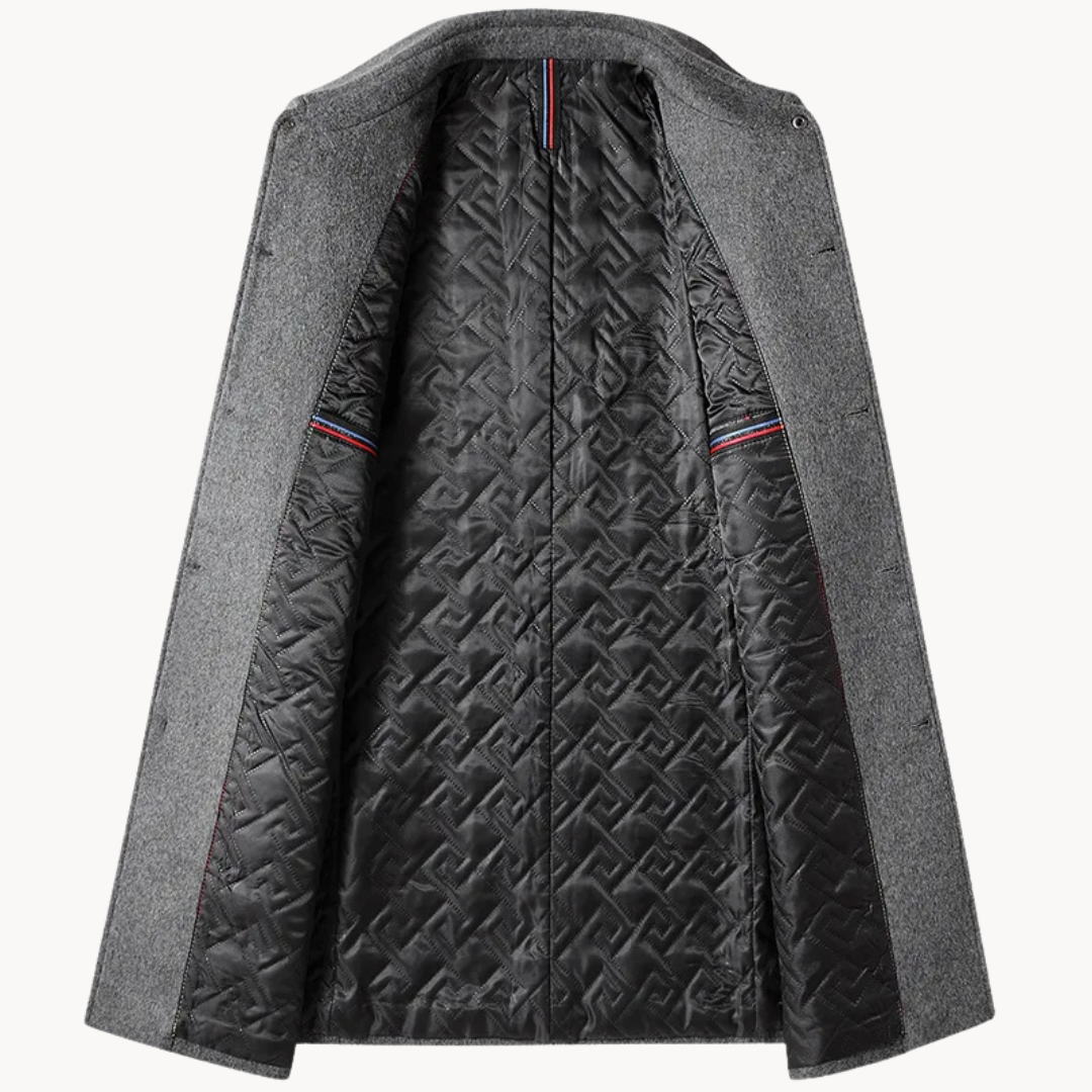 Tailored Wool Look Car Coat With Quilted Lining Gray 3