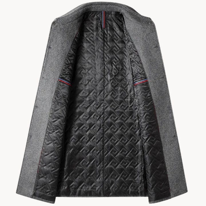 Tailored Wool Look Car Coat With Quilted Lining Gray 3