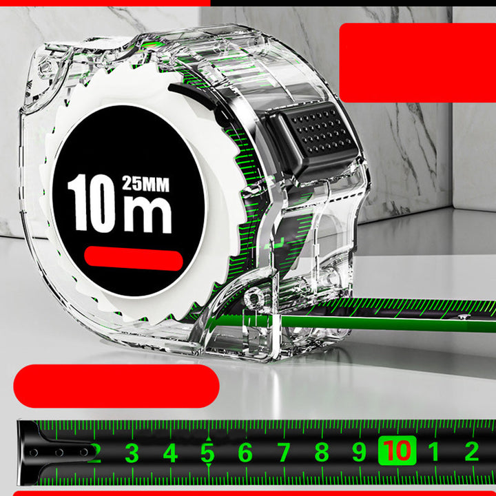 Tape Measure 32.8 ft Clear Case Fluorescent 1