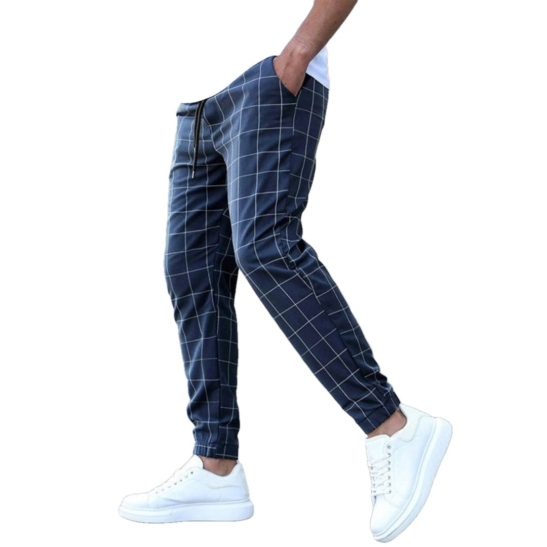 Tapered Check Smart Casual Joggers on white
