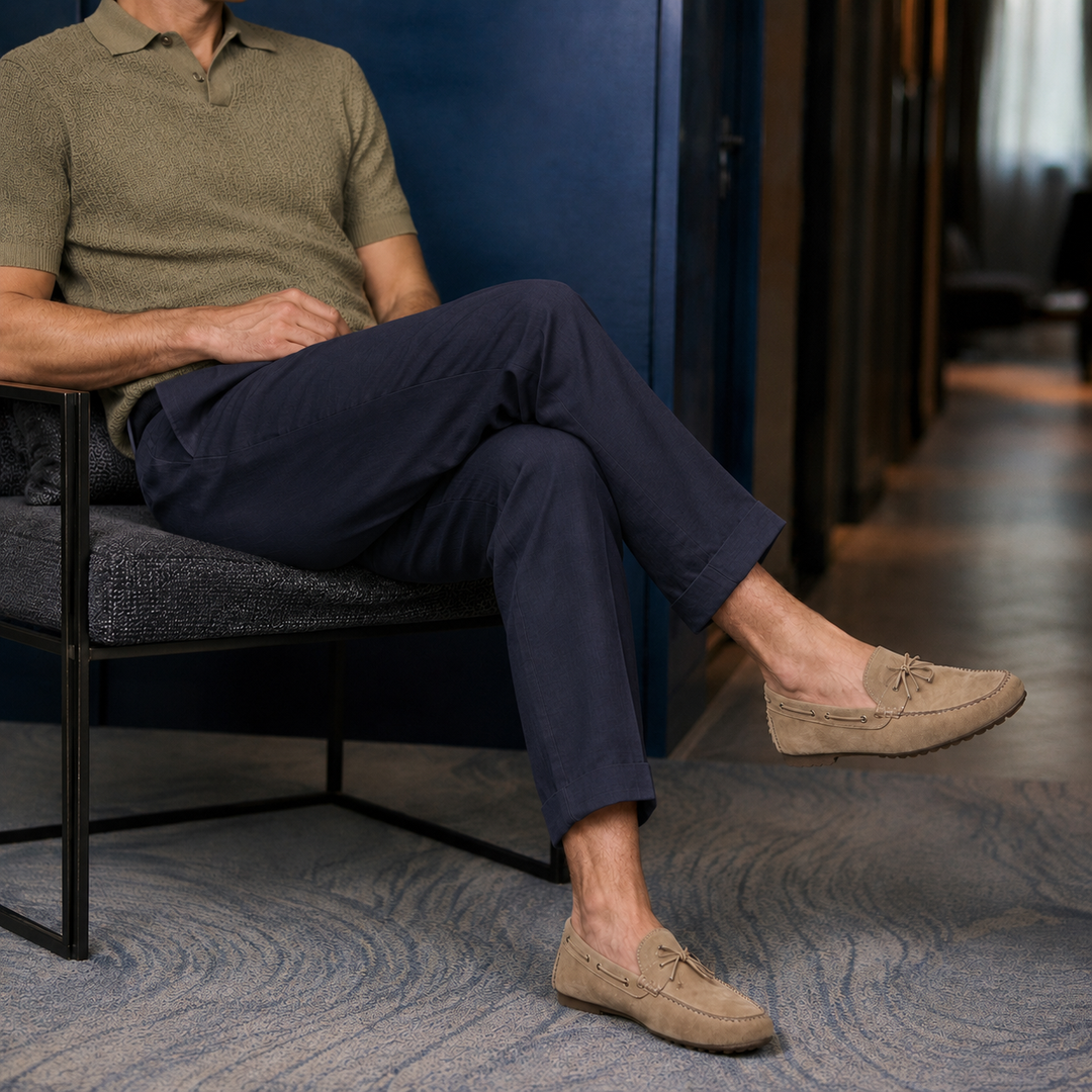 Tapered Linen Blend Tailored Pants Set of 2 Navy 1