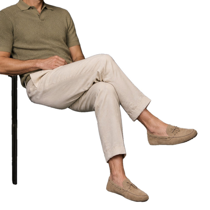 Tapered Linen Blend Tailored Pants Set of 2 on white