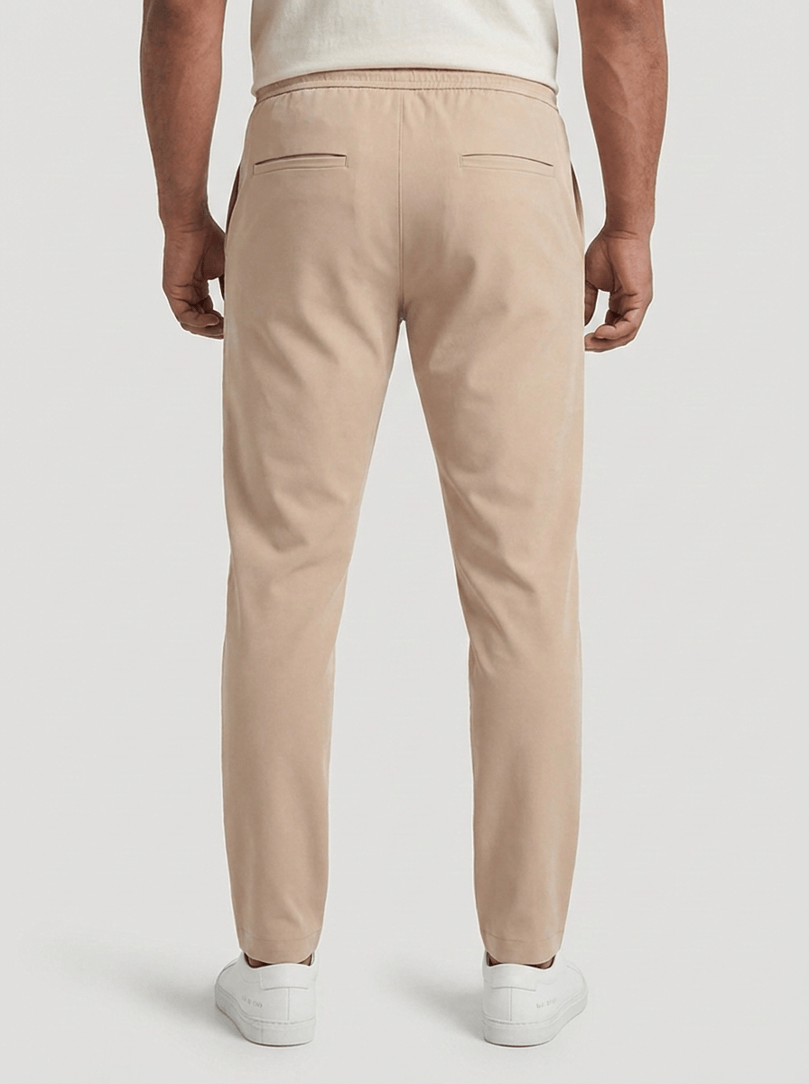 Tapered Pleated Drawstring Pants Set of 2 Light Khaki 2