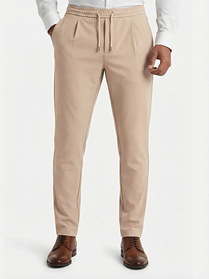 Tapered Pleated Drawstring Pants Set of 2 Light Khaki 4
