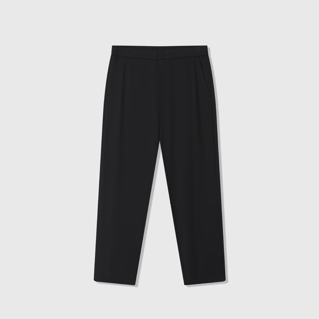 Tapered Wool Blend Pleated Pants Black 1