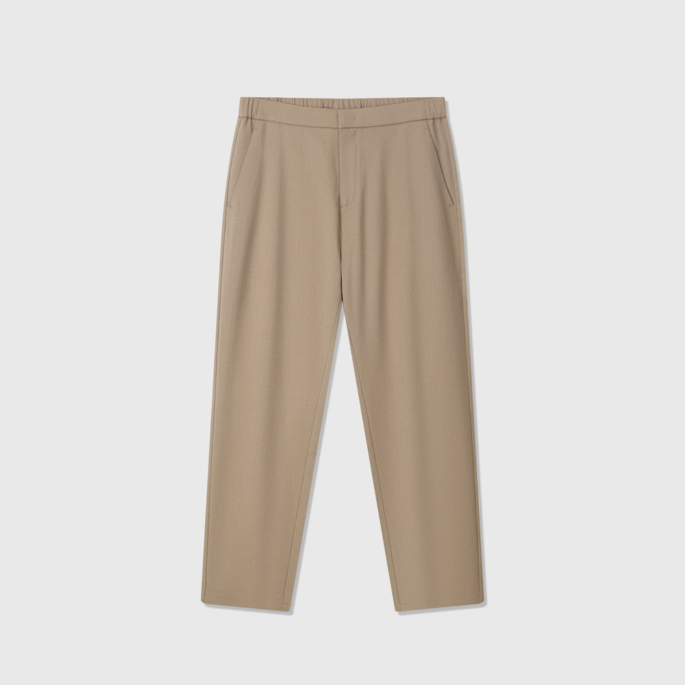 Tapered Wool Blend Pleated Pants Camel 1