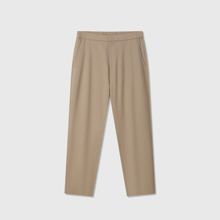 Tapered Wool Blend Pleated Pants Camel 1