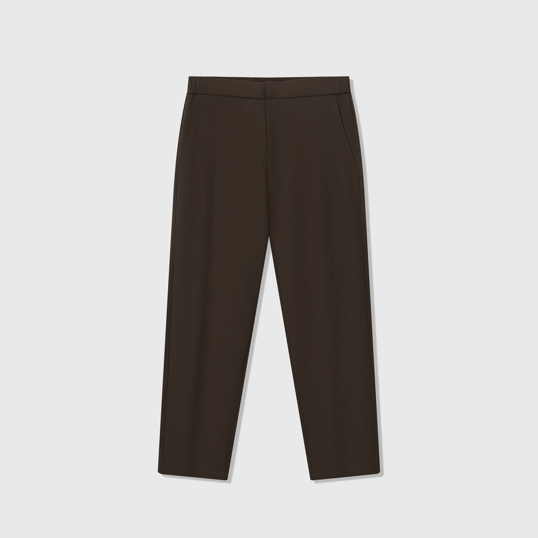 Tapered Wool Blend Pleated Pants Espresso 1
