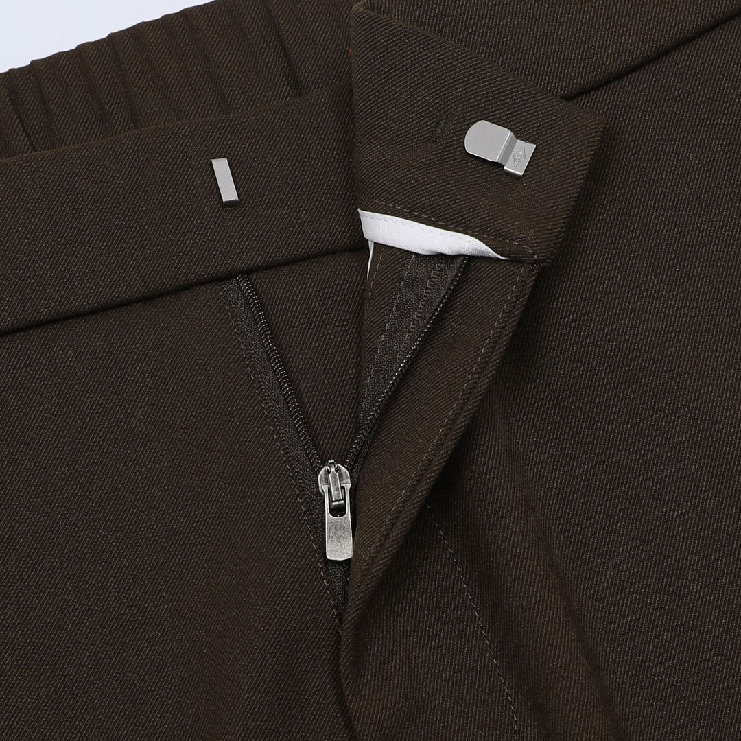 Tapered Wool Blend Pleated Pants Espresso 2