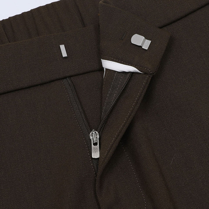 Tapered Wool Blend Pleated Pants Espresso 2