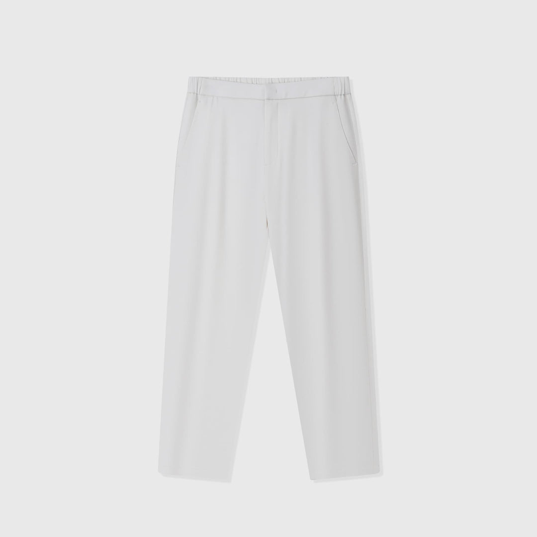 Tapered Wool Blend Pleated Pants Ivory 1