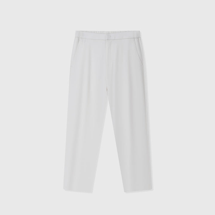 Tapered Wool Blend Pleated Pants Ivory 1