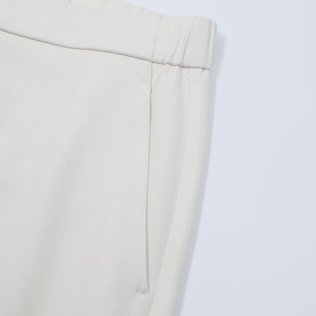 Tapered Wool Blend Pleated Pants Ivory 2