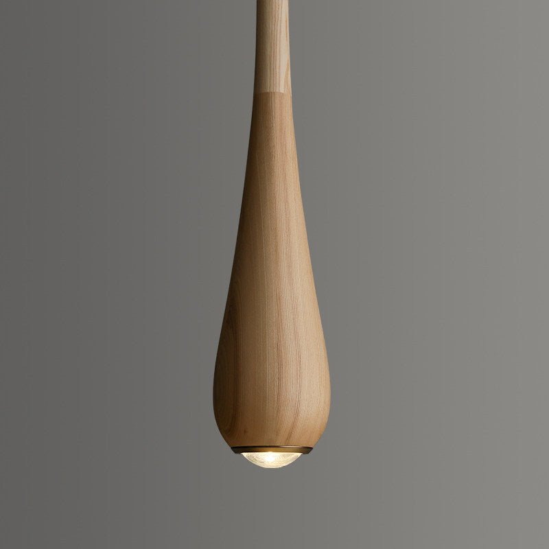 Teardrop Pendant Light Turned Wood Long Drop 4.9 in Set of 2 7
