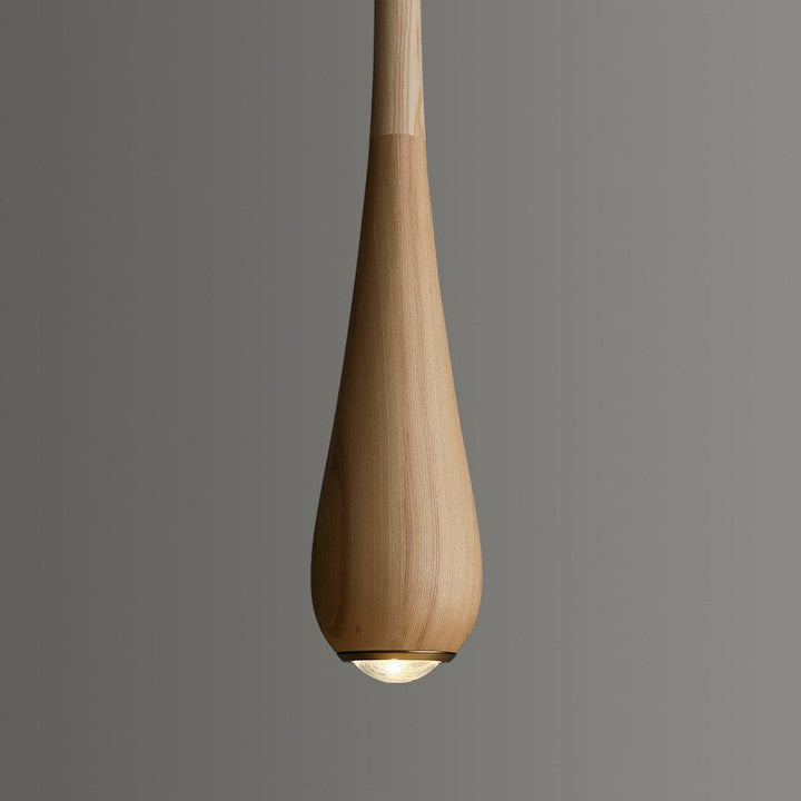 Teardrop Pendant Light Turned Wood Long Drop 4.9 in Set of 2 7
