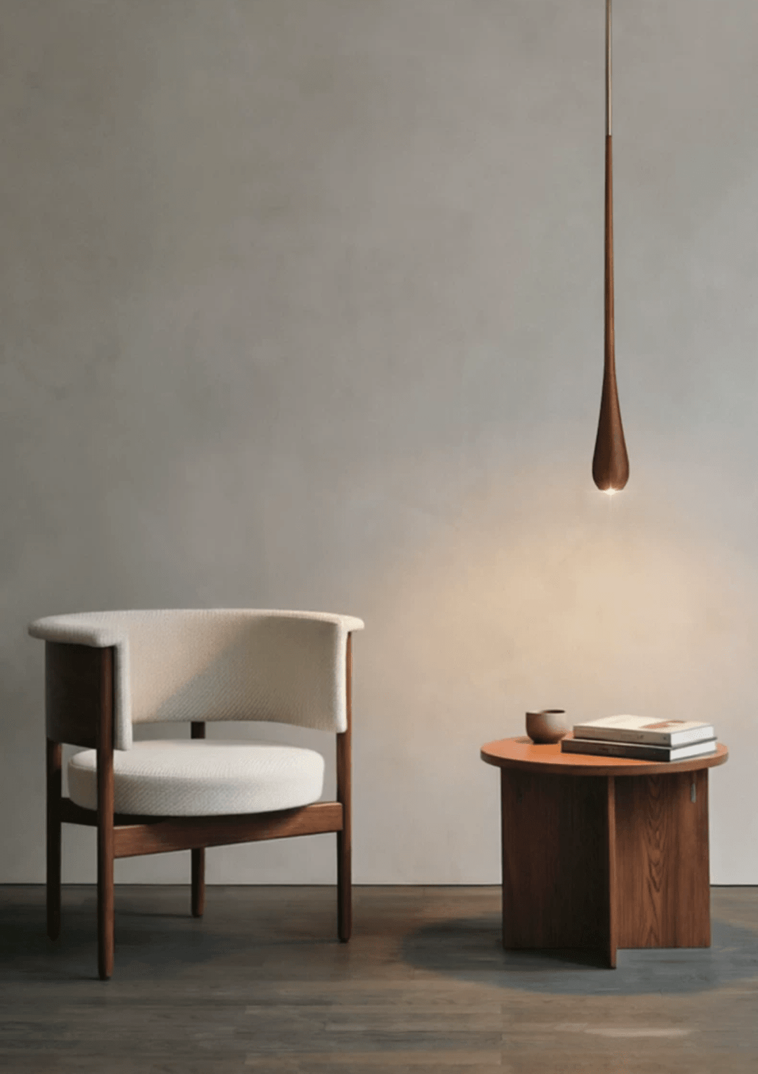 Teardrop Pendant Light Turned Wood Long Drop 4.9 in Set of 2 8