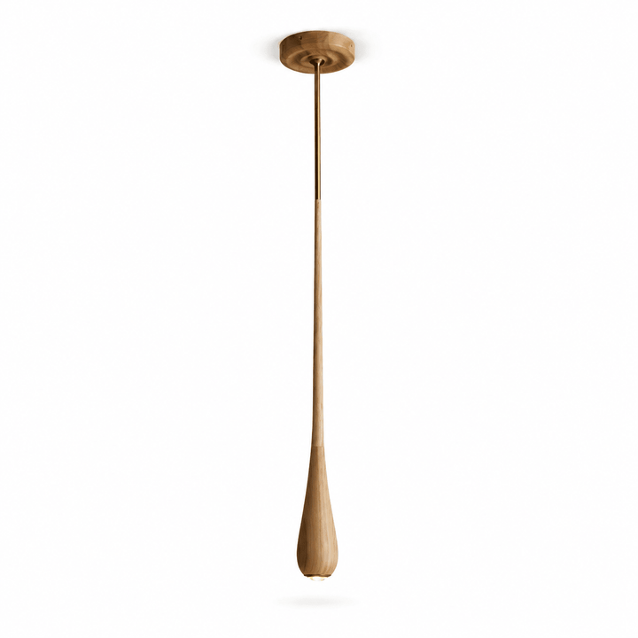 Teardrop Pendant Light Turned Wood Long Drop 4.9 in Set of 2 Light Wood 1