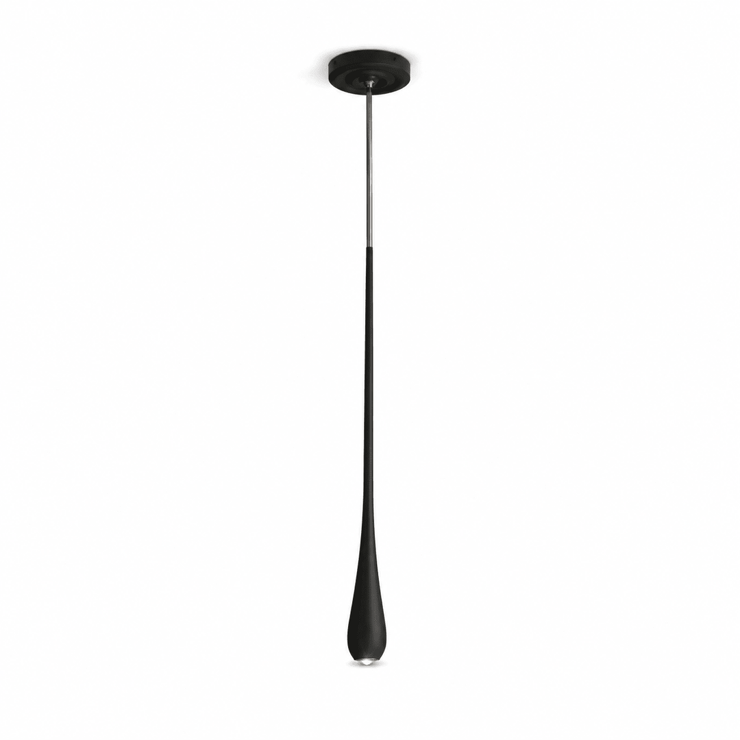 Teardrop Pendant Light Turned Wood Long Drop 4.9 in Set of 2 Matte Black 1