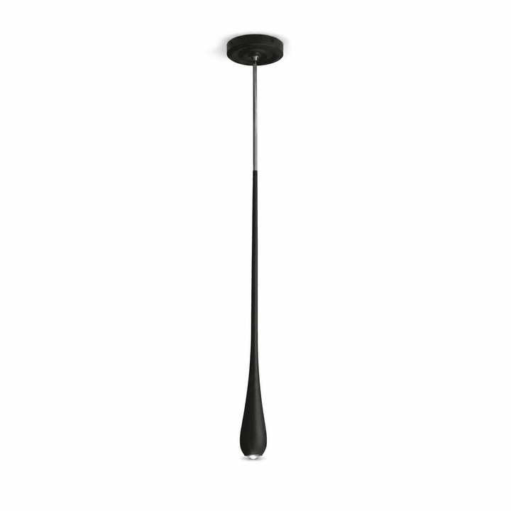 Teardrop Pendant Light Turned Wood Long Drop 4.9 in Set of 2 Matte Black 1