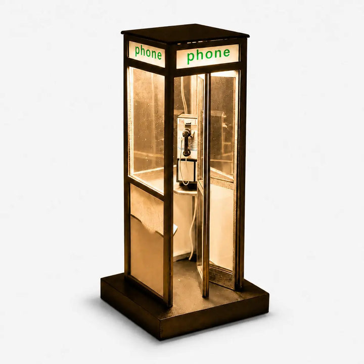 Telephone Booth Night Light Retro Table Lamp 8.5 Inch Set of 2 1