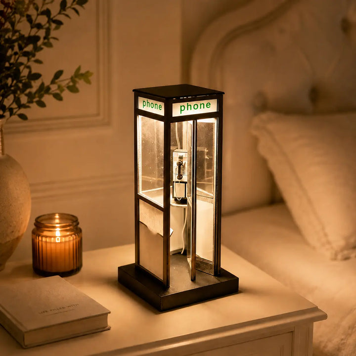 Telephone Booth Night Light Retro Table Lamp 8.5 Inch Set of 2 2