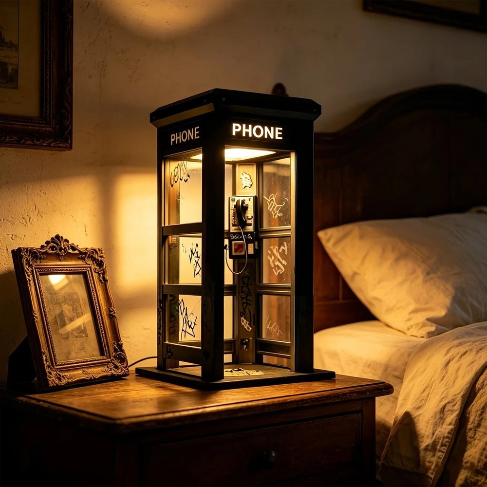 Telephone Booth Night Light Retro Table Lamp 8.5 Inch Set of 2 Vintage 1